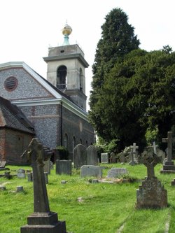 Dashwood Mausoleum and the Church of St Lawrence and Golden Ball