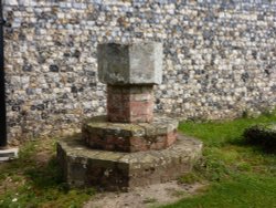 An old font in Blundeston Churchyard which previously belonged to the former nearby Church of Flixton Wallpaper
