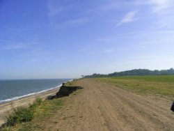 The beach showing the eroding cliffs Wallpaper