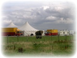 Travelling circus going up in Cleveleys