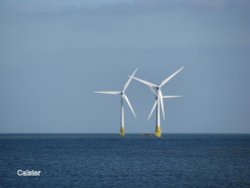 A view of turbines from Caister Beach Wallpaper