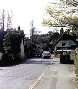 Walking into town.