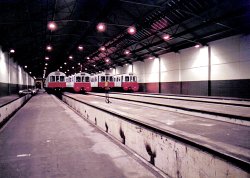 Inside the sheds Ealing Common Depot.