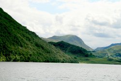 Ullswater shoreline as seen from lakes steamer Wallpaper