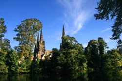 Lichfield Cathedral from Minster Pool Wallpaper