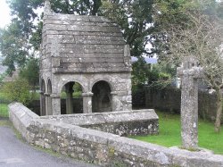 Holy well and stone cross at St Cleer Wallpaper