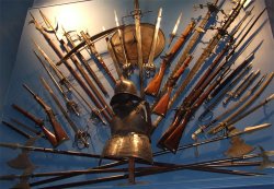Armour and weapon display at York Castle Museum Wallpaper