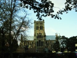 Church seen from Chapelfield Gardens Wallpaper