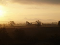 Autumn morning - Worcester from Lower Broadheath Wallpaper
