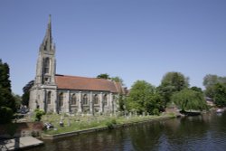 Church near the river Wallpaper