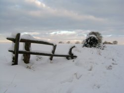An old fence in its winter coat