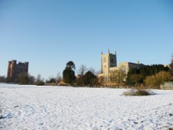 Tattershall Castle and the old Church in winter Wallpaper
