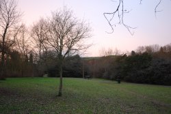 As the sun goes down on the river bank Wallpaper