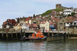 Whitby Harbour with the Lifeboat Wallpaper