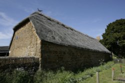 Thatched barn. Wallpaper