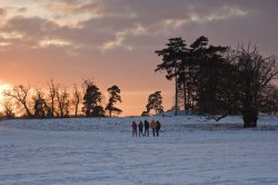 Trudging home in the snow Wallpaper