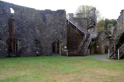 Some modern steps to the parapet.