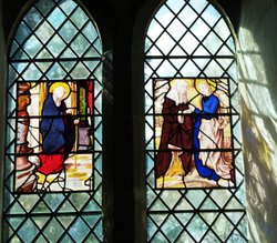 Stained Glass Window in the Church. Wallpaper