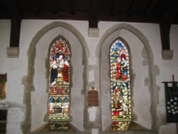 Stained Glass Window in the Church. Wallpaper