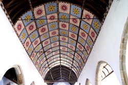 The painted ceiling. Wallpaper