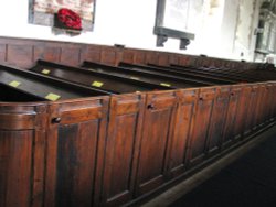 Boxed Pews in the Church. Wallpaper
