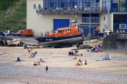 Lifeboat on the beach.