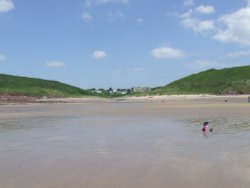 Manorbier view from the beach Wallpaper