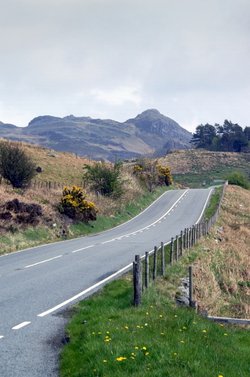 Main road past Llynnau Mymbyr.