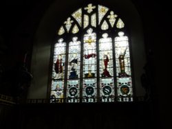 Stained Glass Window in the Church. Wallpaper