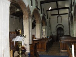 Interior of the medieval Church of Holy Virgin in Polstead, Suffolk Wallpaper