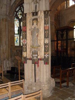 Holy banners of St Frideswide in the Christ Church Cathedral in Oxford