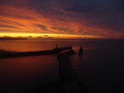 Whitby Pier at Sunset Wallpaper