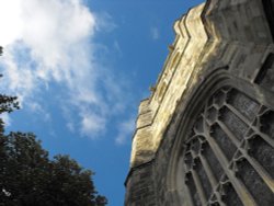 Blue sky over Wimborne Minster Wallpaper