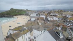 The roof tops of St Ives from the Tate Gallery Wallpaper