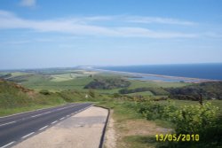 Chesil Beach from the hills
