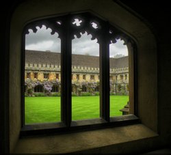 Magdalen College Quadrangle from the Cloisters Wallpaper