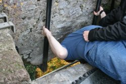 Hubby kissing the Blarney Stone