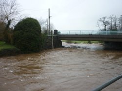 Colyton river in flood 2010