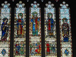 Bath Abbey - Old Testament figures in stained glass Wallpaper