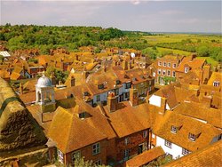 View of Rye from the Church Tower. Wallpaper