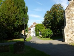 View towards West Street from the Church grounds. Wallpaper
