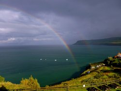 Double rainbow over Robin Hood's Bay. Wallpaper