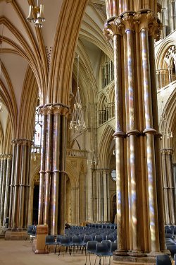 Light painted pillar in Lincoln Cathedral