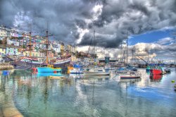 Brixham Harbour as the rain started Wallpaper