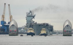HMS Ocean at The Thames Barrier Wallpaper