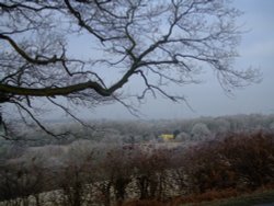 A cold winters day with a sunshine house Wallpaper