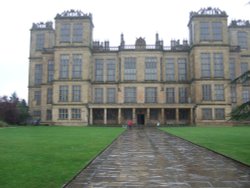 Hardwick Hall on a wet, cold Spring day Wallpaper