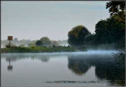 Morning Mist, Great Ouse, Houghton. Wallpaper