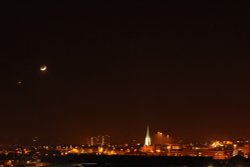 Dudley at night, moon and venus Wallpaper