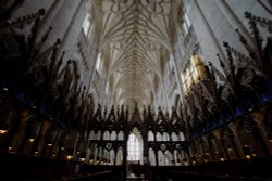 Winchester Cathedral, view of knave from choir Wallpaper